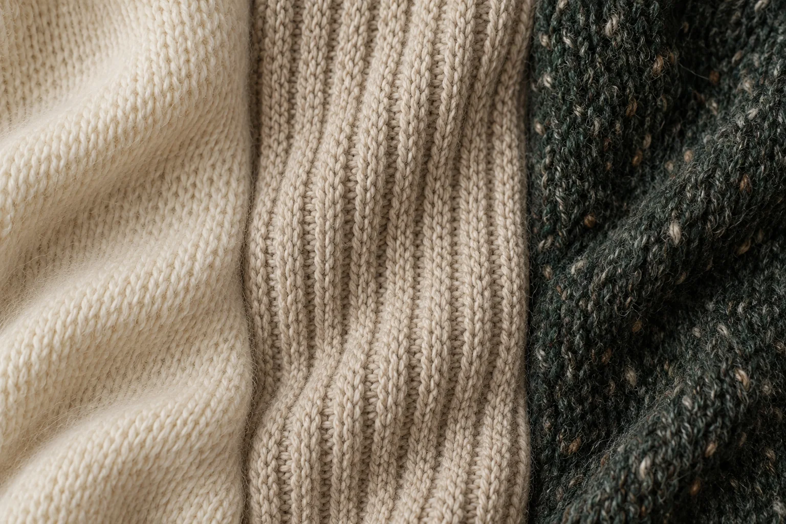 Textures de laine, de coton et de tricots mélangés